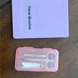 Travel makeup brushes with travel manicure set - new & unused